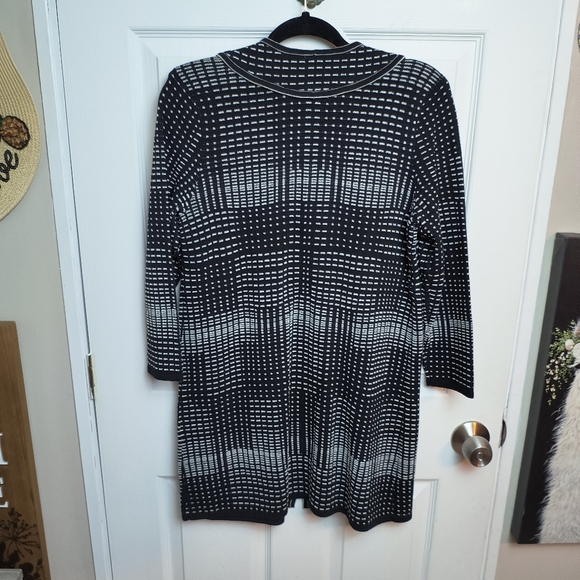Nic + Zoe Black & White Tunic Houndstooth Blazer Small Stretch 3/4sleeve - Picture 7 of 10